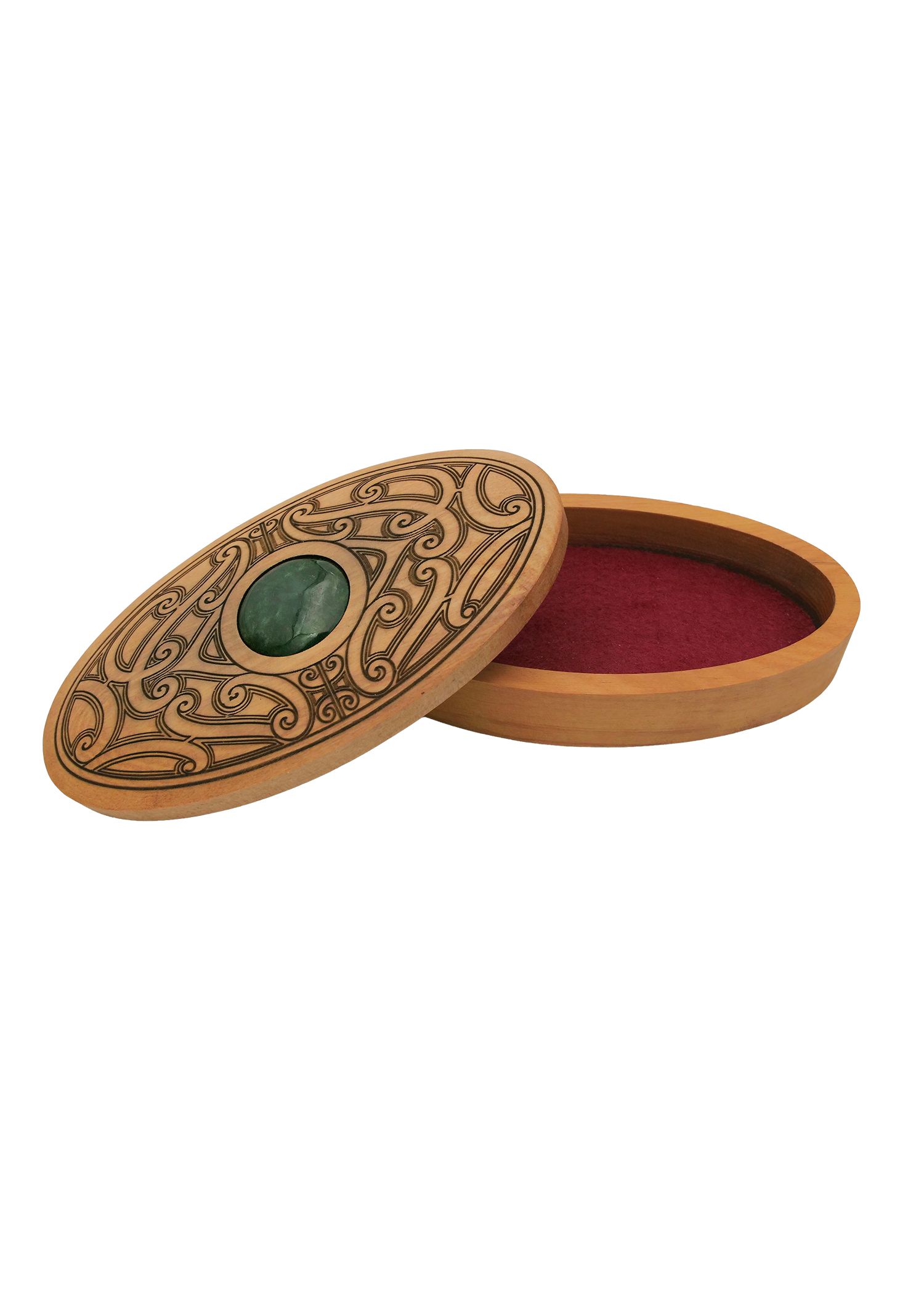 Moko Pounamu Wakahuia (Treasure box) Genuine NZ Kawakawa Greenstone & Rimu - Auripo