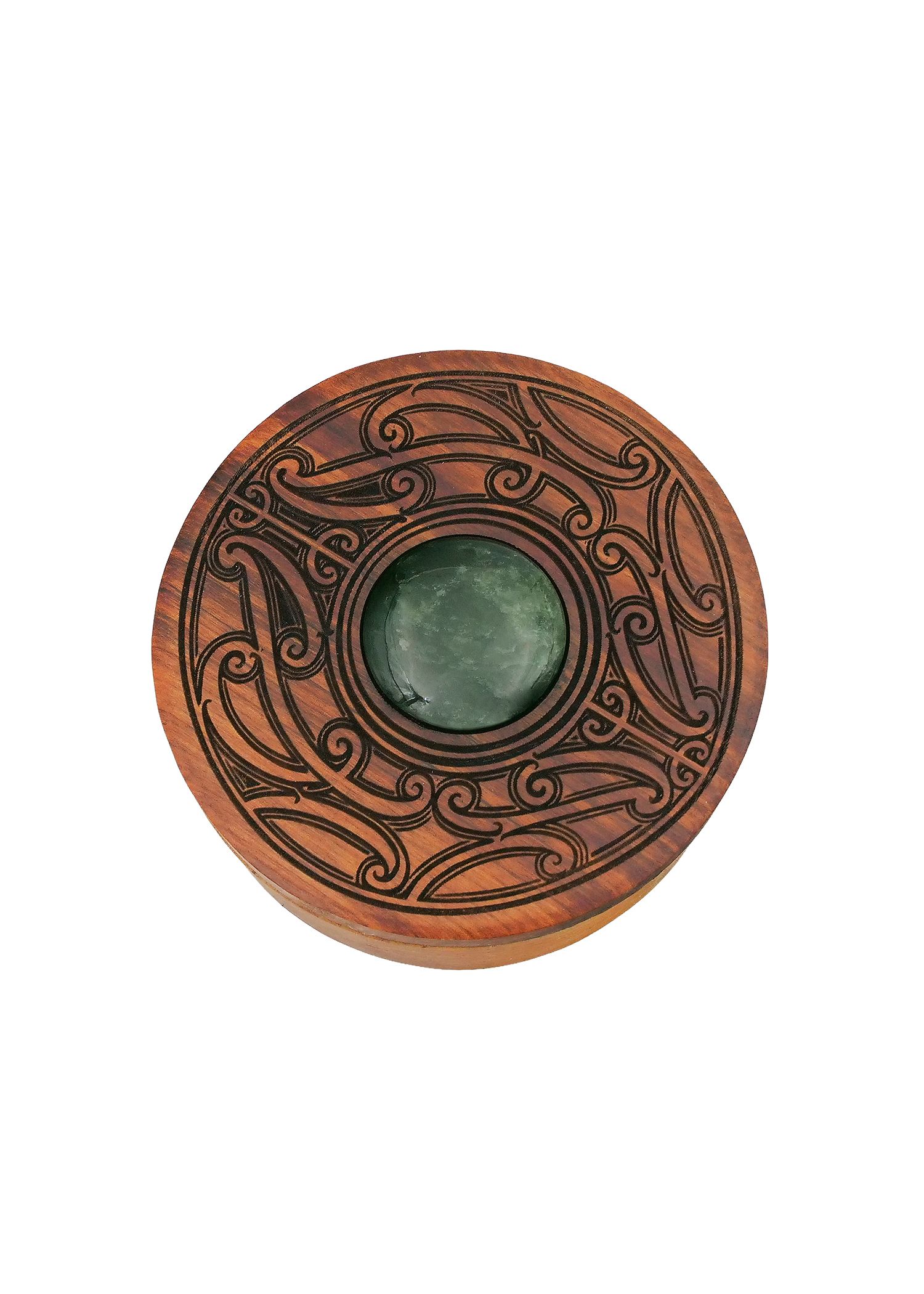 Moko Pounamu Wakahuia (Treasure box) Genuine NZ Kawakawa Greenstone & Rimu - Kirikiriroa