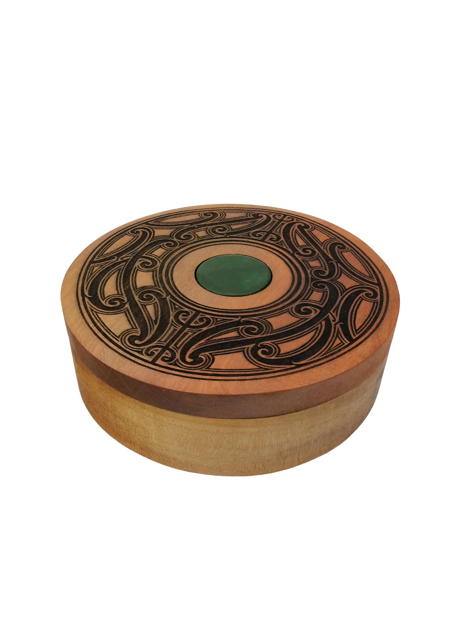 Moko Pounamu Wakahuia (Treasure box) Genuine NZ Kawakawa Greenstone & Rimu - Arahura