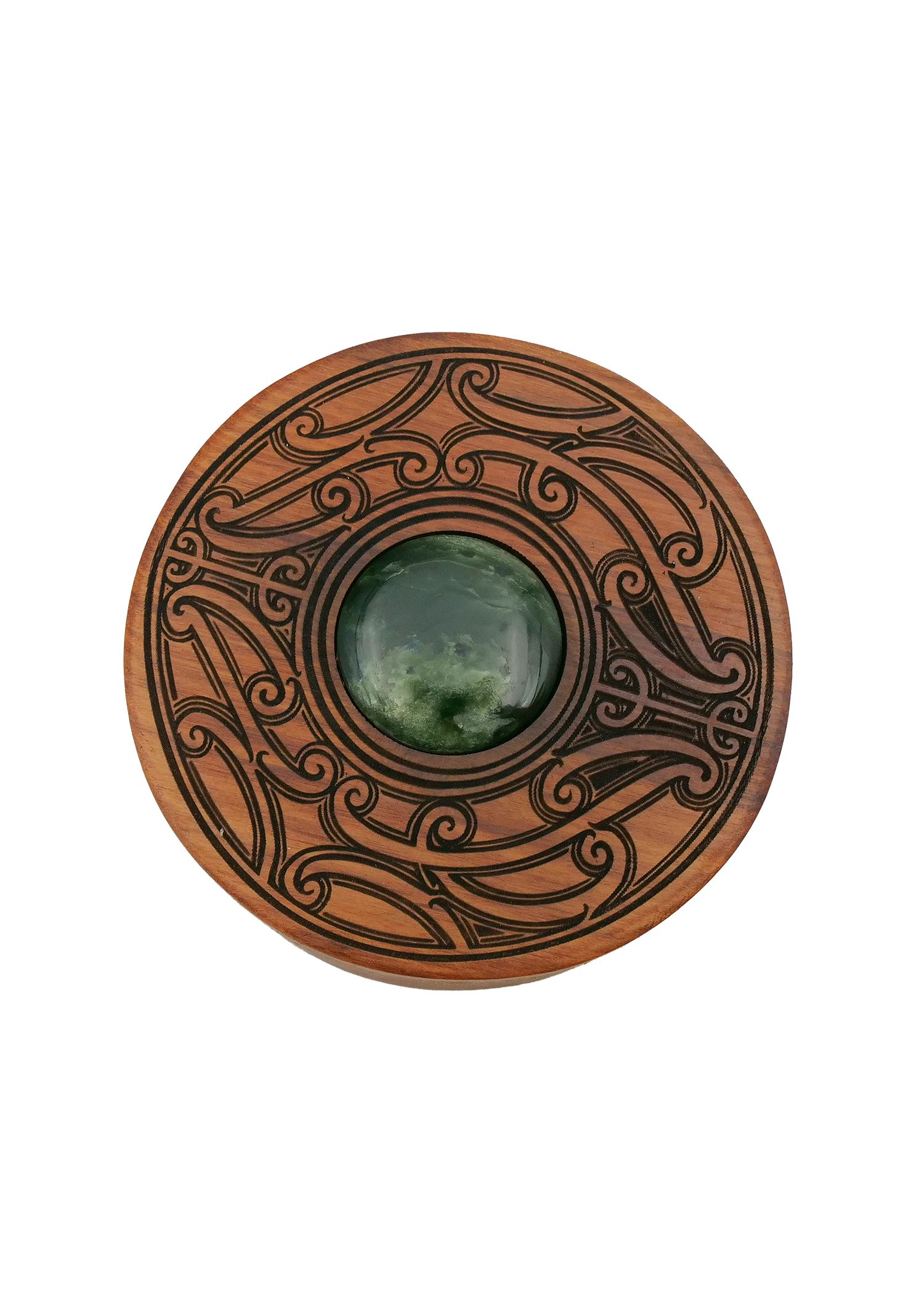 Moko Pounamu Wakahuia (Treasure box) Genuine NZ Kawakawa Greenstone & Rimu - Maraetai