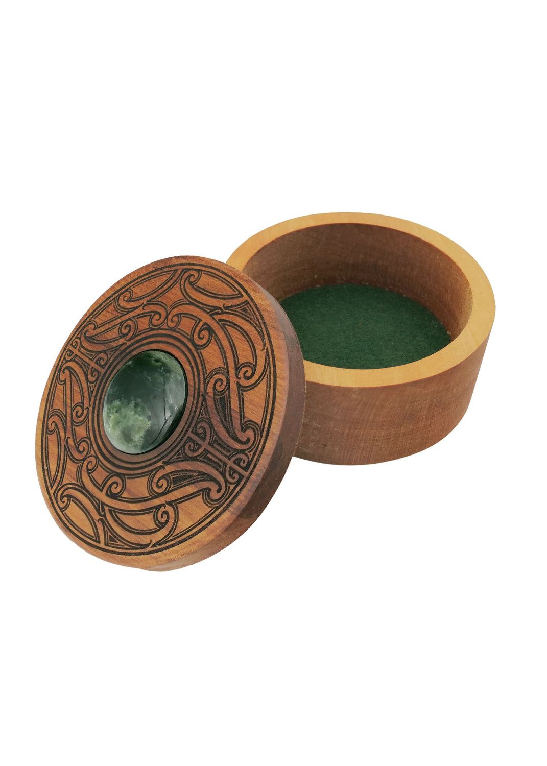 Moko Pounamu Wakahuia (Treasure box) Genuine NZ Kawakawa Greenstone & Rimu - Maraetai Moko Pounamu Wakahuia (Treasure box) Genuine NZ Kawakawa Greenstone & Rimu - Maraetai