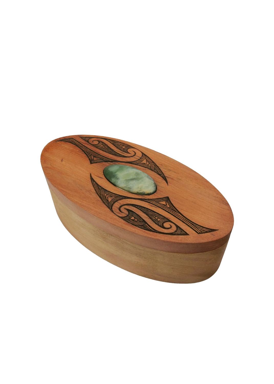 Moko Pounamu Wakahuia (Treasure box) Genuine NZ Kawakawa Greenstone & Rimu - Waitomo Moko Pounamu Wakahuia (Treasure box) Genuine NZ Kawakawa Greenstone & Rimu - Waitomo