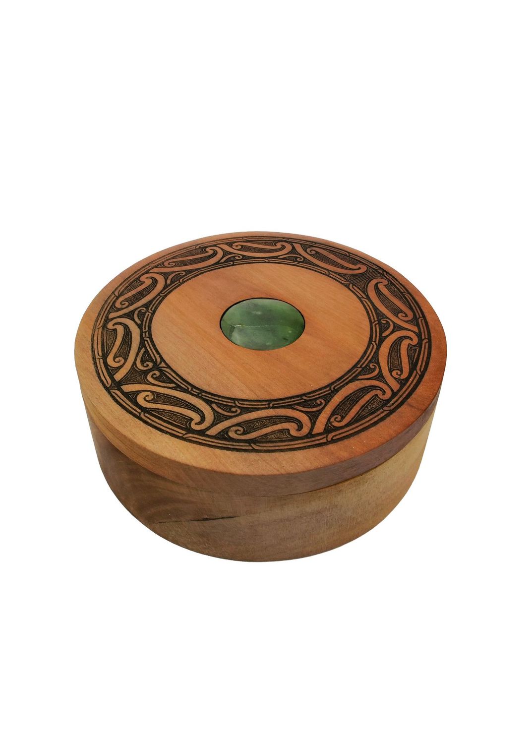 Moko Pounamu Wakahuia (Treasure box) Genuine NZ Kawakawa Greenstone & Rimu - Onetangi Moko Pounamu Wakahuia (Treasure box) Genuine NZ Kawakawa Greenstone & Rimu - Onetangi