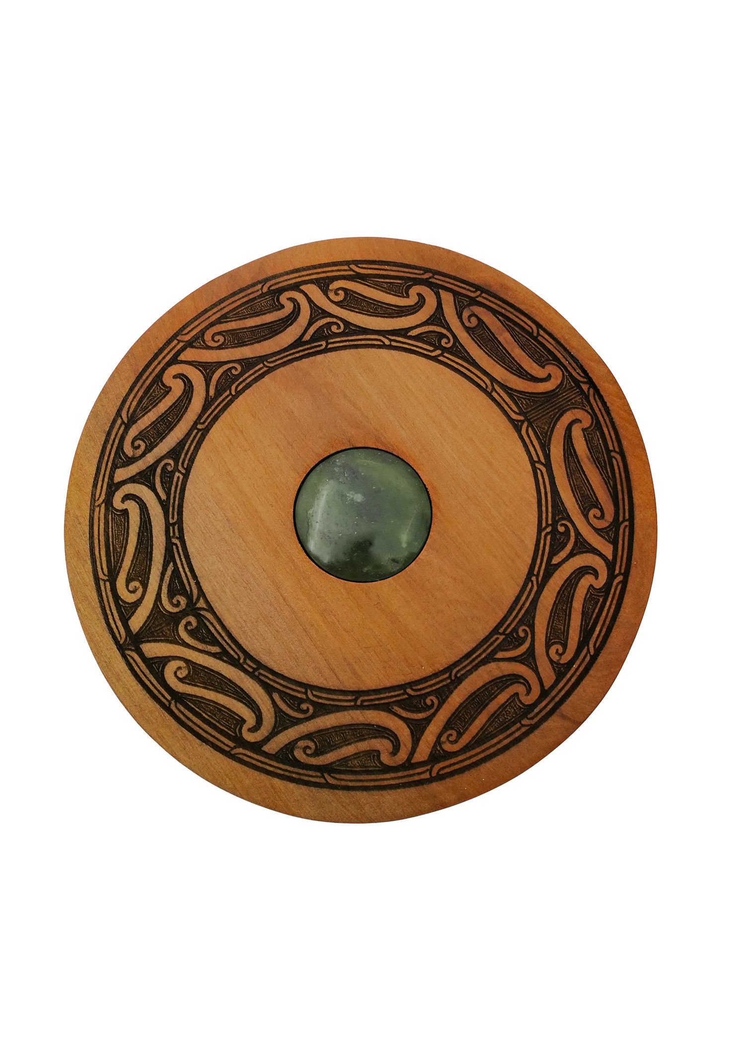 Moko Pounamu Wakahuia (Treasure box) Genuine NZ Kawakawa Greenstone & Rimu - Onetangi