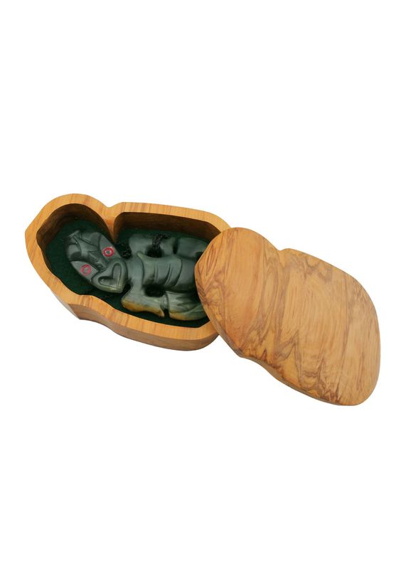 Moko Pounamu Hei Tiki NZ Genuine Kawakawa Flower Greenstone - Akeake