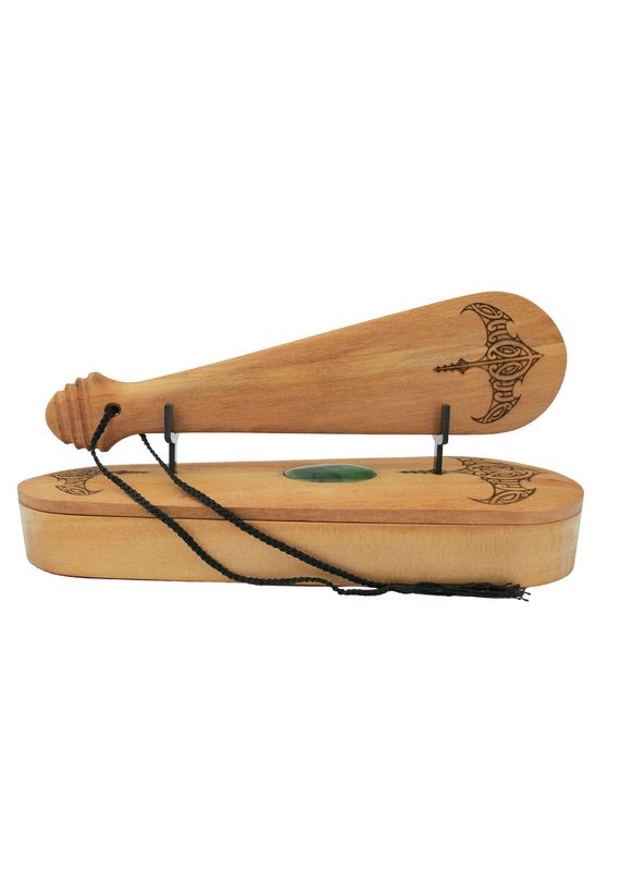 Moko Pounamu Wakahuia/Patu Box Set (Treasure box) Rimu with Pounamu - Hakani