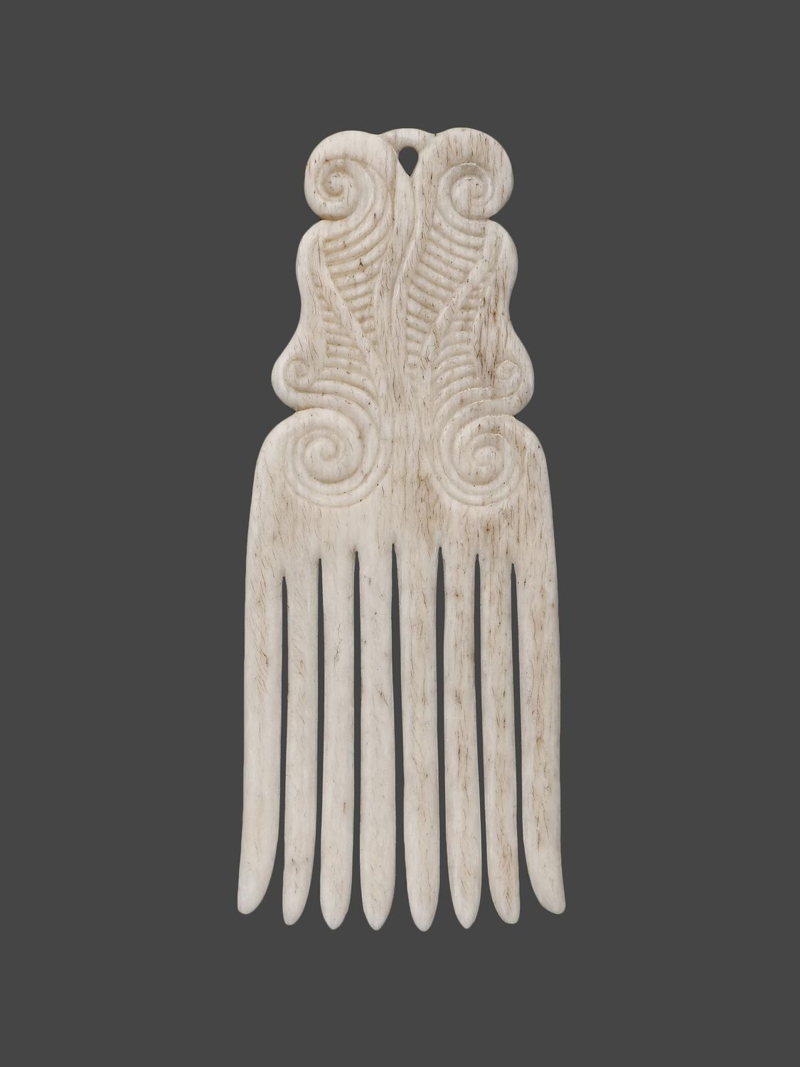 Moko Pounamu Heru Genuine Whale Bone - Pukaki