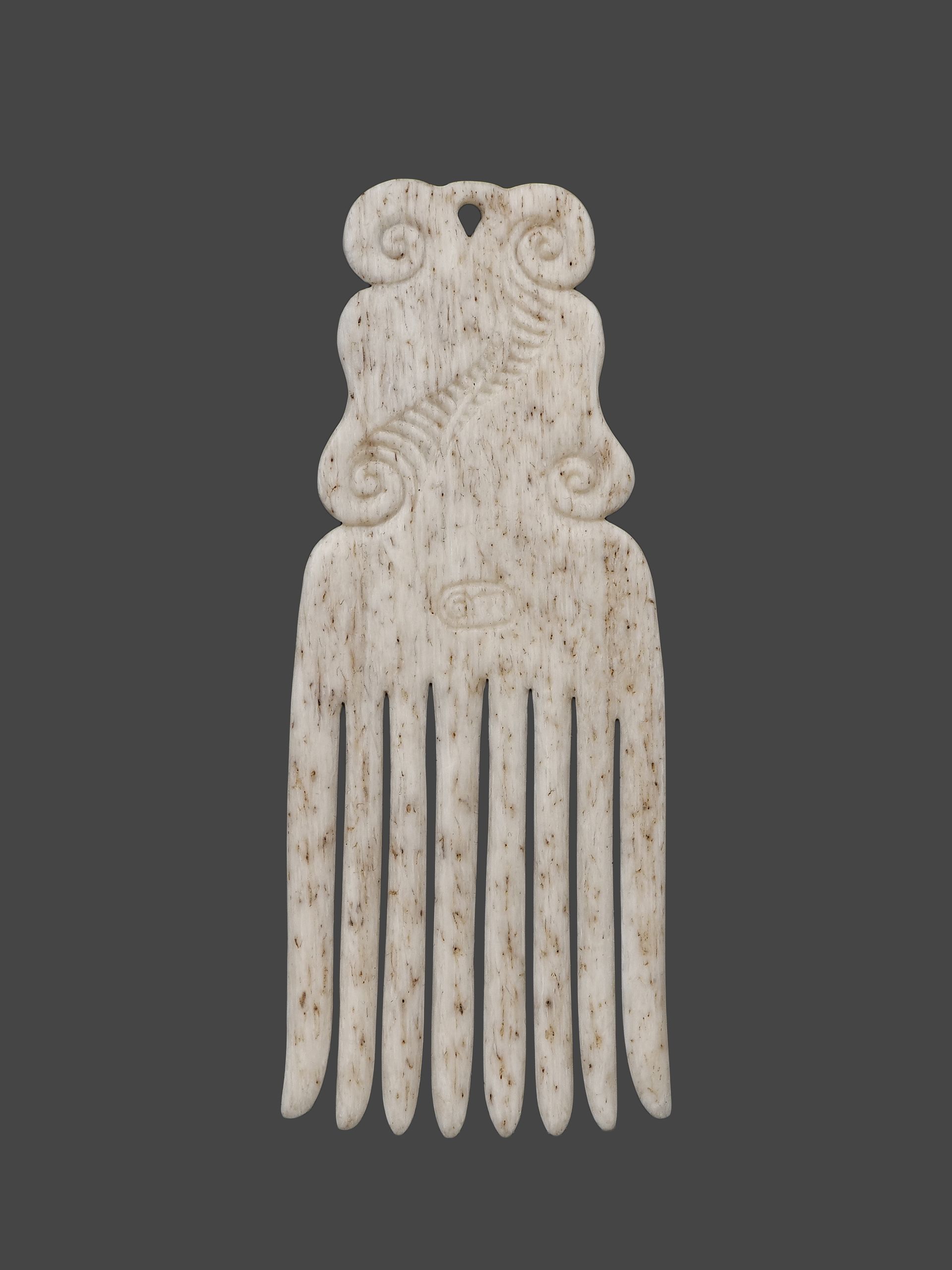 Moko Pounamu Heru Genuine Whale Bone - Pukaki