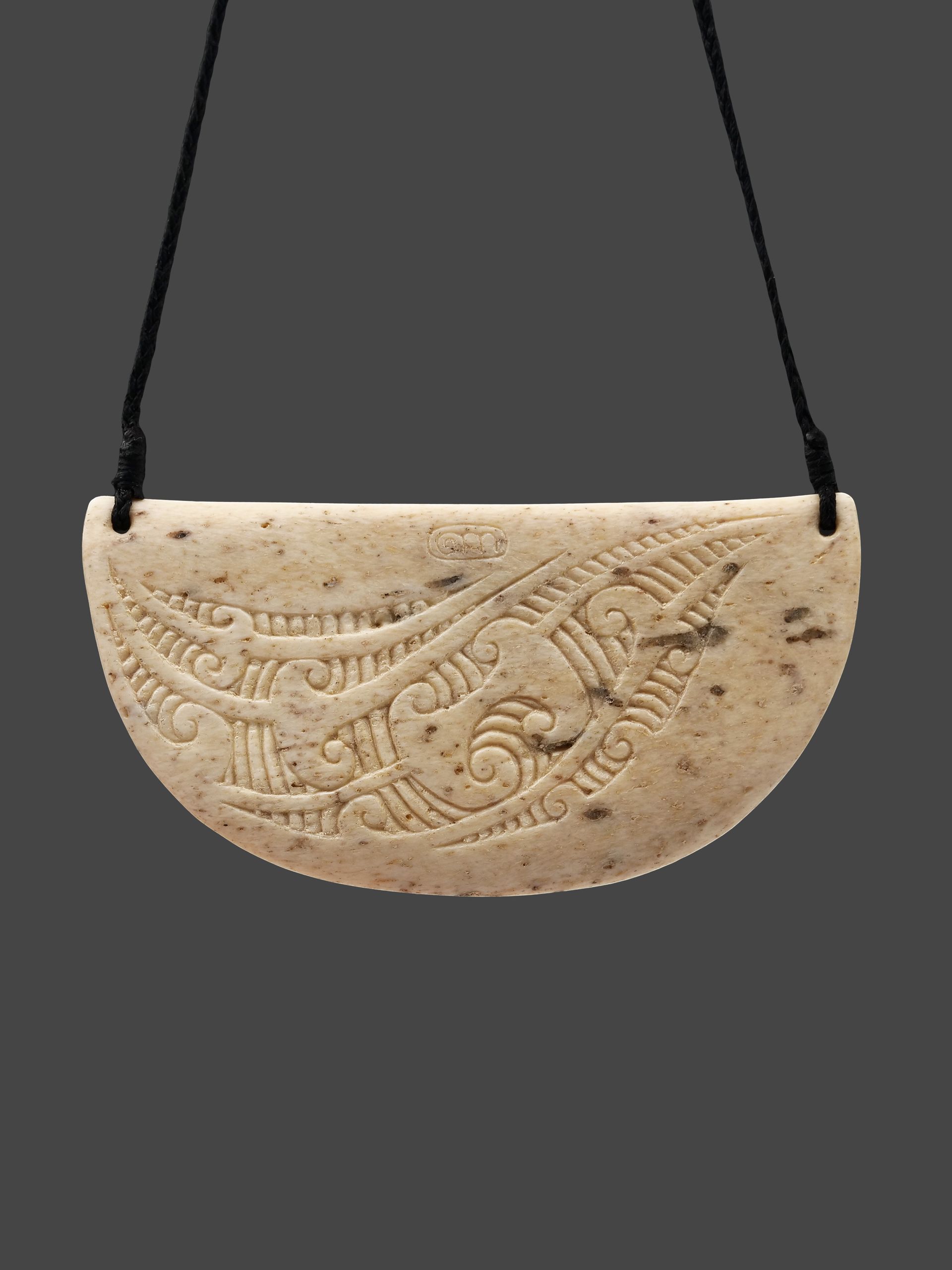 Moko Pounamu 'Ocean Currents' Genuine Whale Bone Carving - Muriwai
