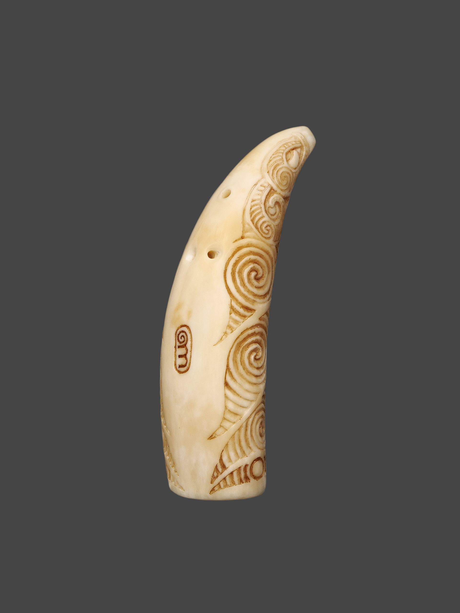Moko Pounamu Nguru Flute Whale Tooth Rei Puta Genuine Whale Bone - Ngahere