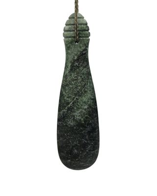 Moko Pounamu Mere NZ Genuine Kawakawa Greenstone - Karaka
