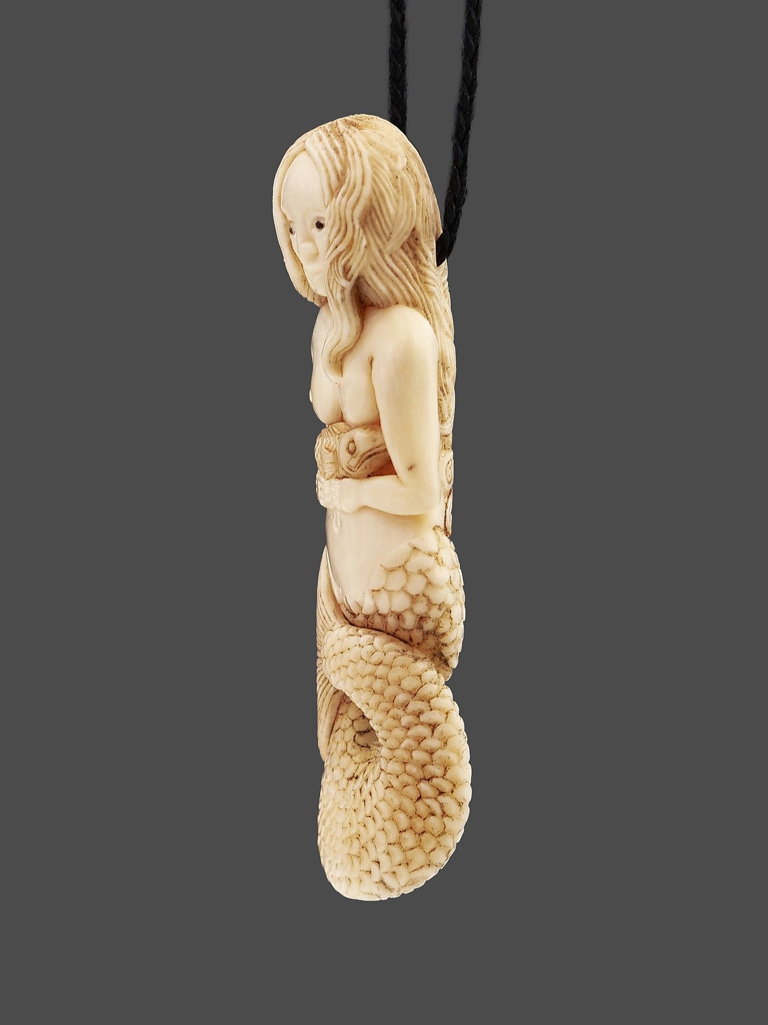Moko Pounamu Mermaid Genuine Whale Tooth Carving - Anawhata