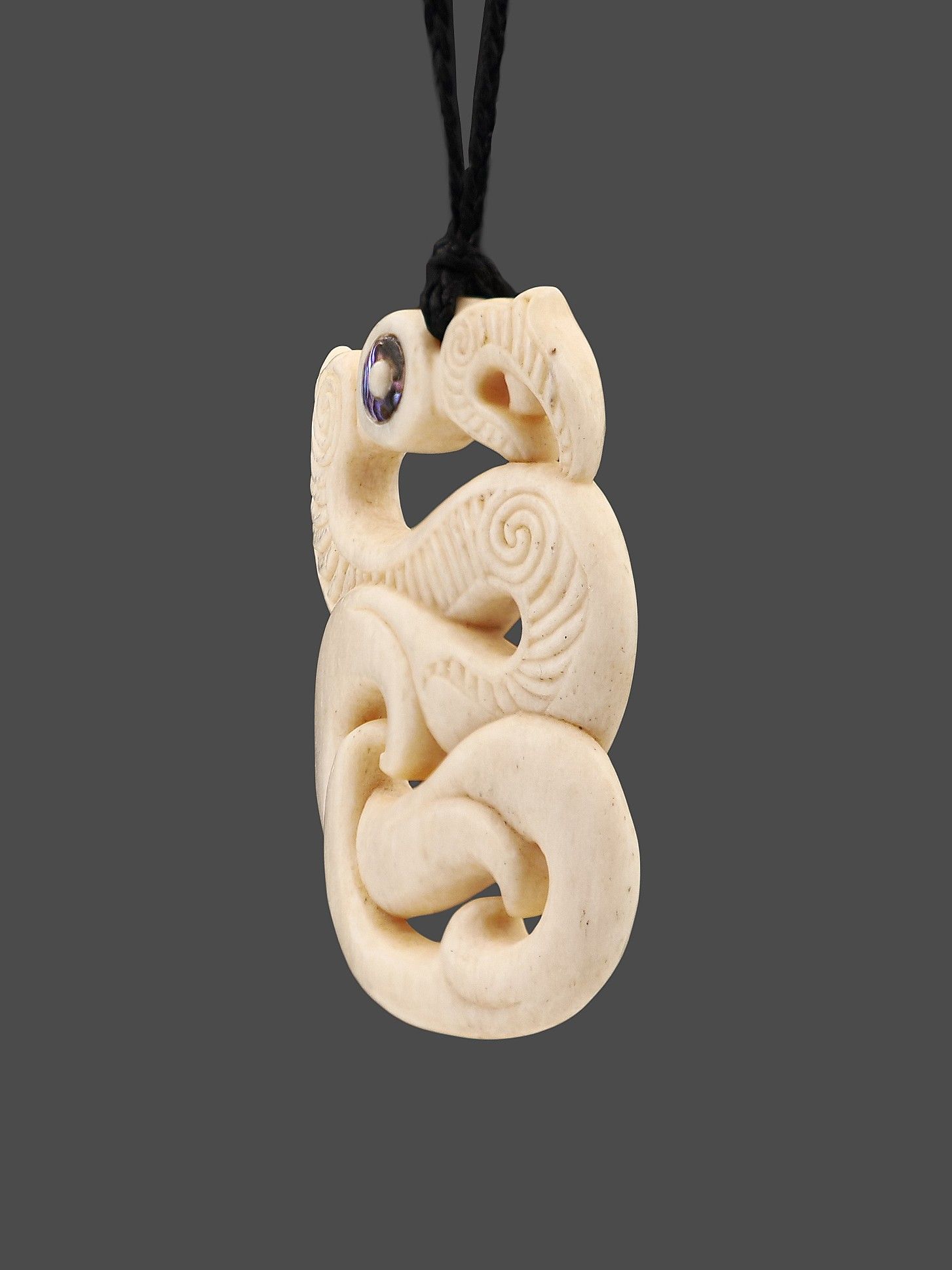 Moko Pounamu Taniwha Genuine Whale Bone - Te Waha
