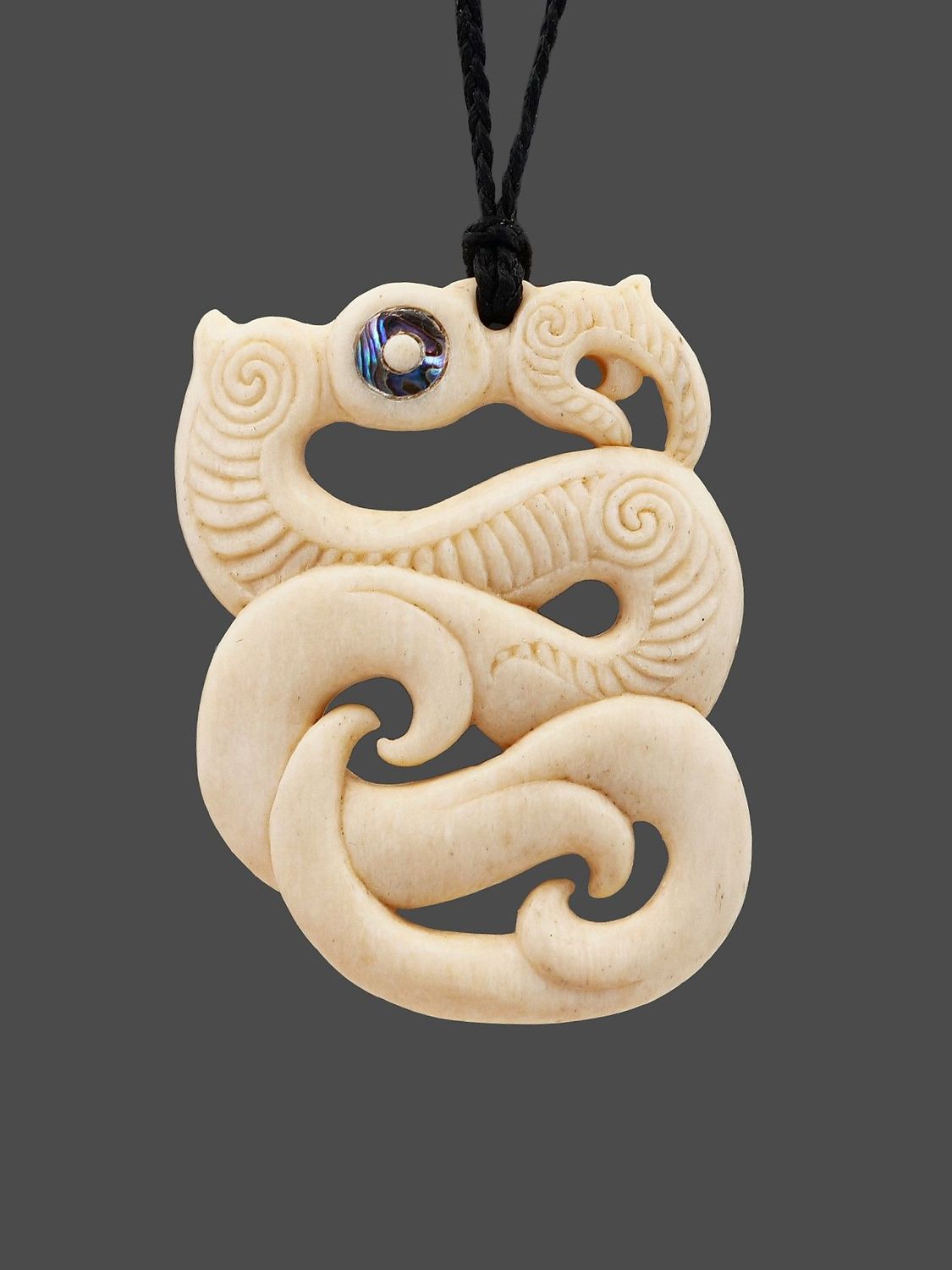 Moko Pounamu Taniwha Genuine Whale Bone - Te Waha