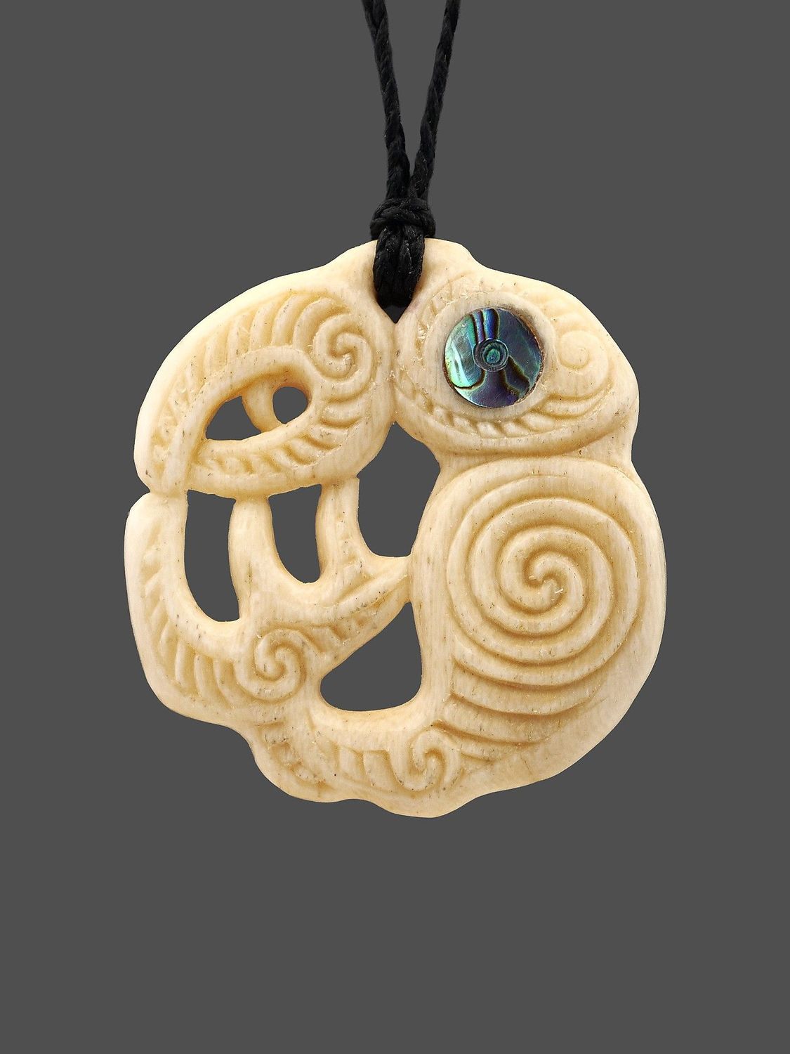 Moko Pounamu Koropepe Manaia Genuine Whale Bone Carving - Kitekite Moko Pounamu Koropepe Manaia Genuine Whale Bone Carving - Kitekite