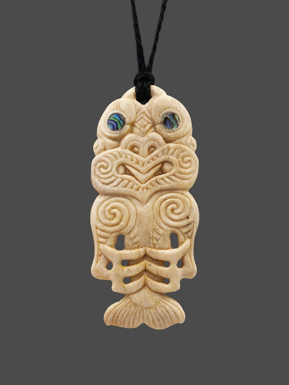 Moko Pounamu Tangaroa God Of The Ocean Genuine Whale Bone - Kaiwhare Moko Pounamu Tangaroa God Of The Ocean Genuine Whale Bone - Kaiwhare