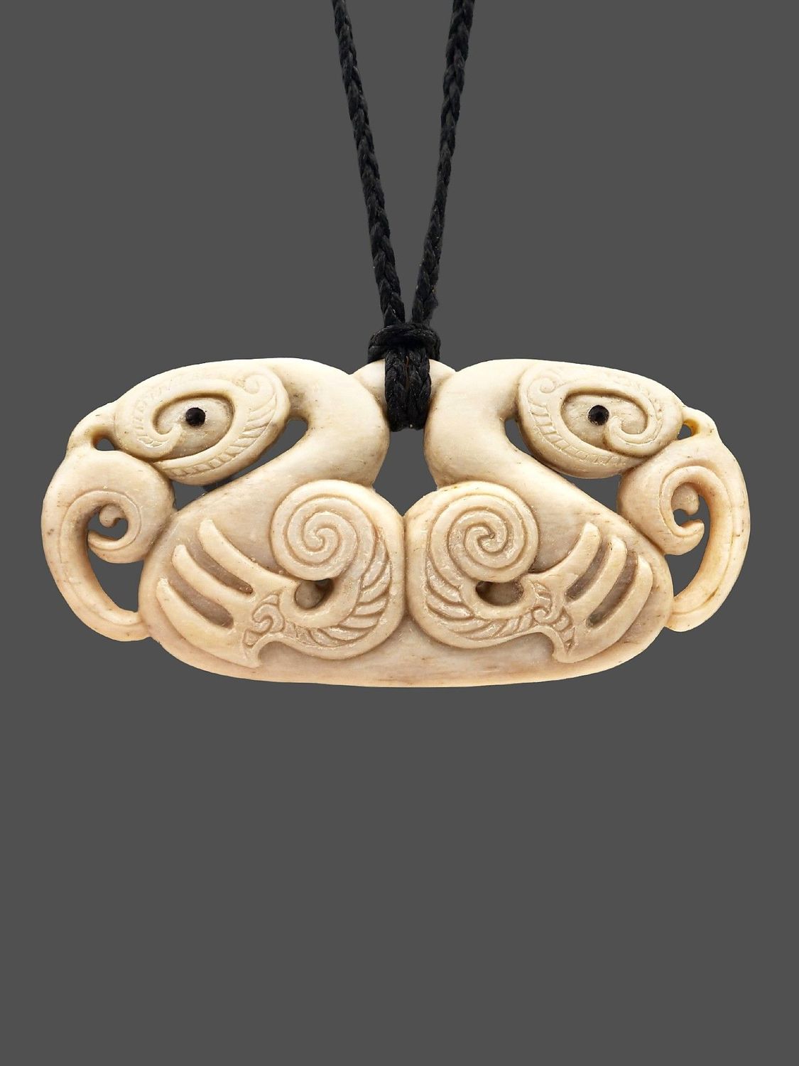 Moko Pounamu Peka Peka Manaia Genuine Whale Bone Carving - Piha