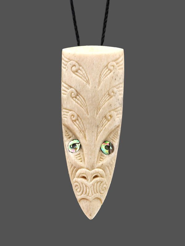 Moko Pounamu Rei Niho Whale Bone Carving - Awhitu