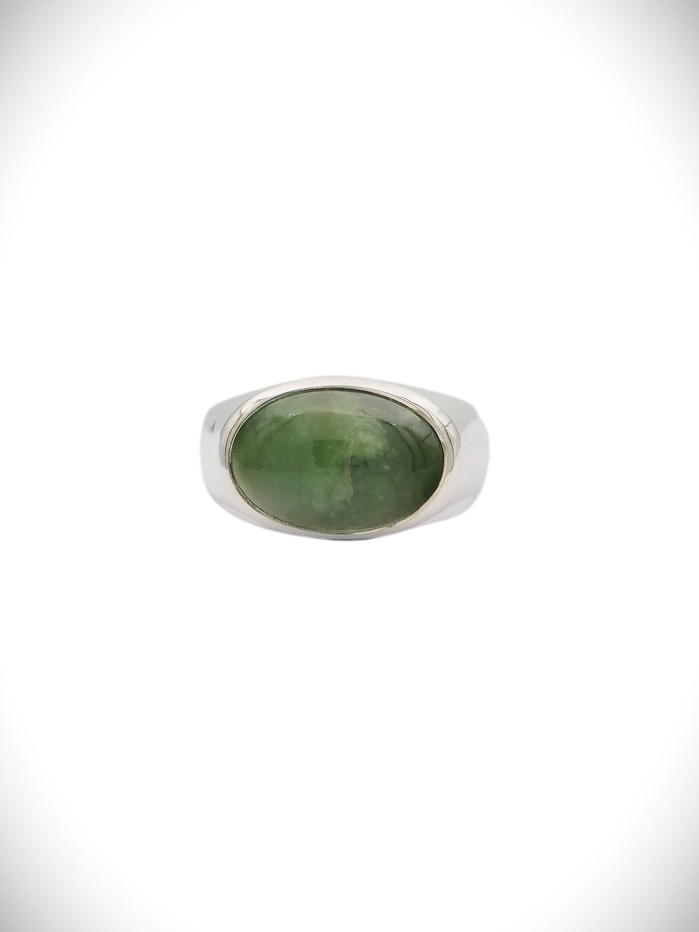 Moko Pounamu NZ Genuine Kawakawa Pounamu & Sterling Silver Ring - Pukekohe
