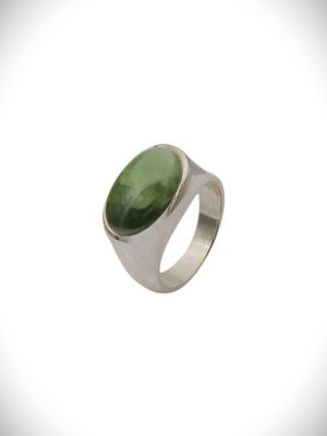 Moko Pounamu NZ Genuine Kawakawa Pounamu & Sterling Silver Ring - Pukekohe Moko Pounamu NZ Genuine Kawakawa Pounamu & Sterling Silver Ring - Pukekohe