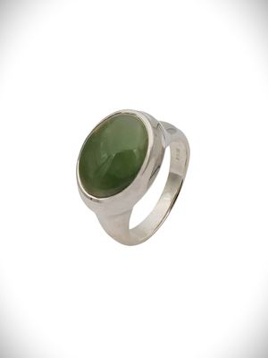 Moko Pounamu NZ Genuine Kahurangi Flower Pounamu & Sterling Silver Ring - Ramarama