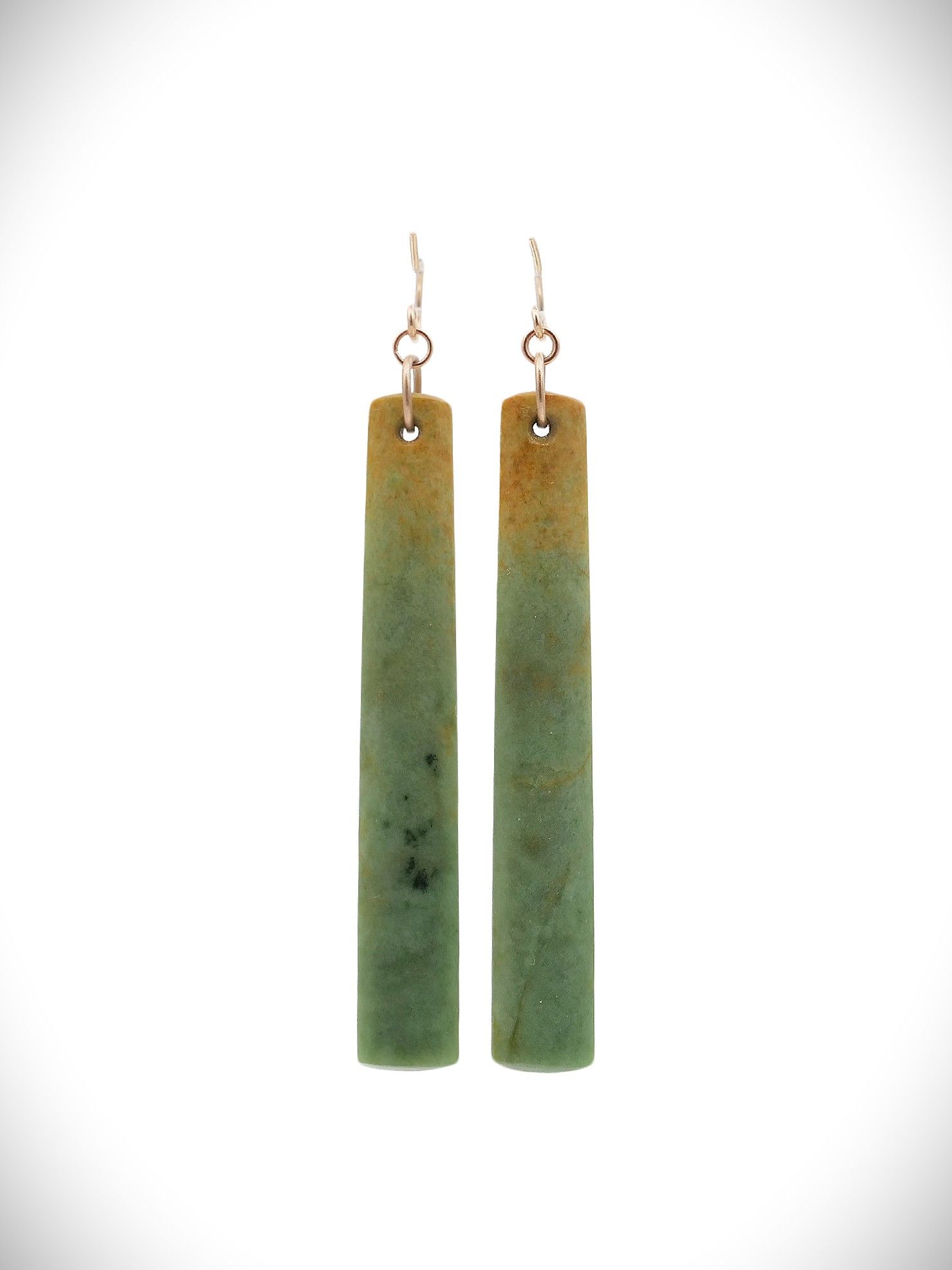 Moko Pounamu NZ Genuine Auhunga Flower Greenstone & 9ct Gold Earrings - Whakaki