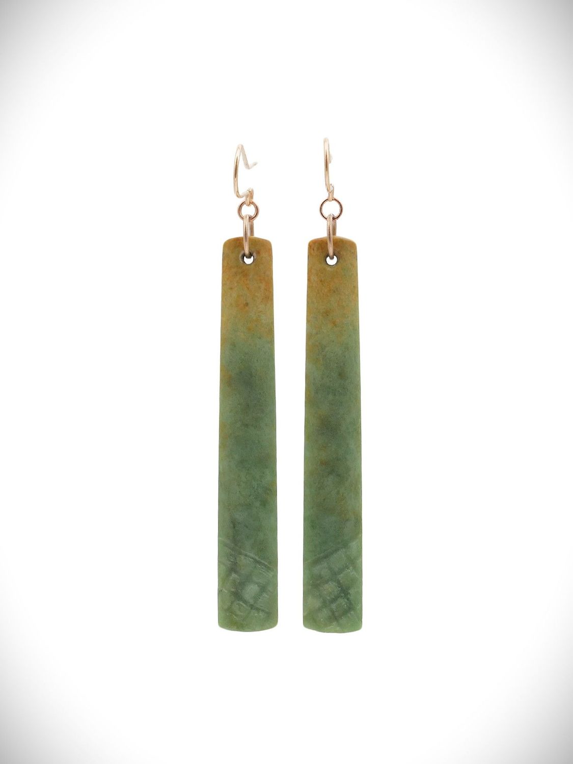 Moko Pounamu NZ Genuine Auhunga Flower Greenstone & 9ct Gold Earrings - Whakaki Moko Pounamu NZ Genuine Auhunga Flower Greenstone & 9ct Gold Earrings - Whakaki