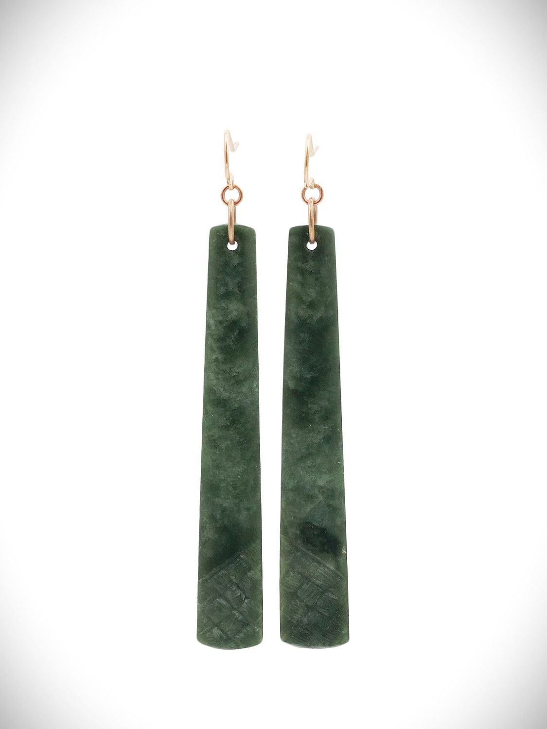 Moko Pounamu NZ Genuine Kawakawa Greenstone & 9ct Gold Earrings - Tuakau Moko Pounamu NZ Genuine Kawakawa Greenstone & 9ct Gold Earrings - Tuakau