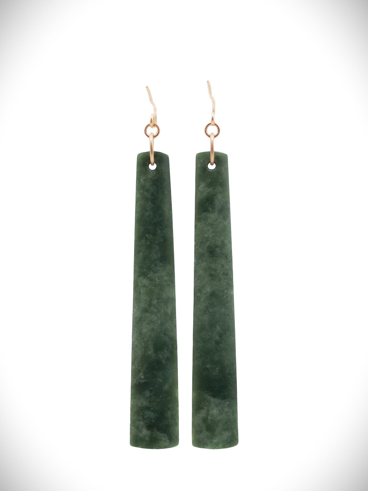 Moko Pounamu NZ Genuine Kawakawa Greenstone & 9ct Gold Earrings - Tuakau