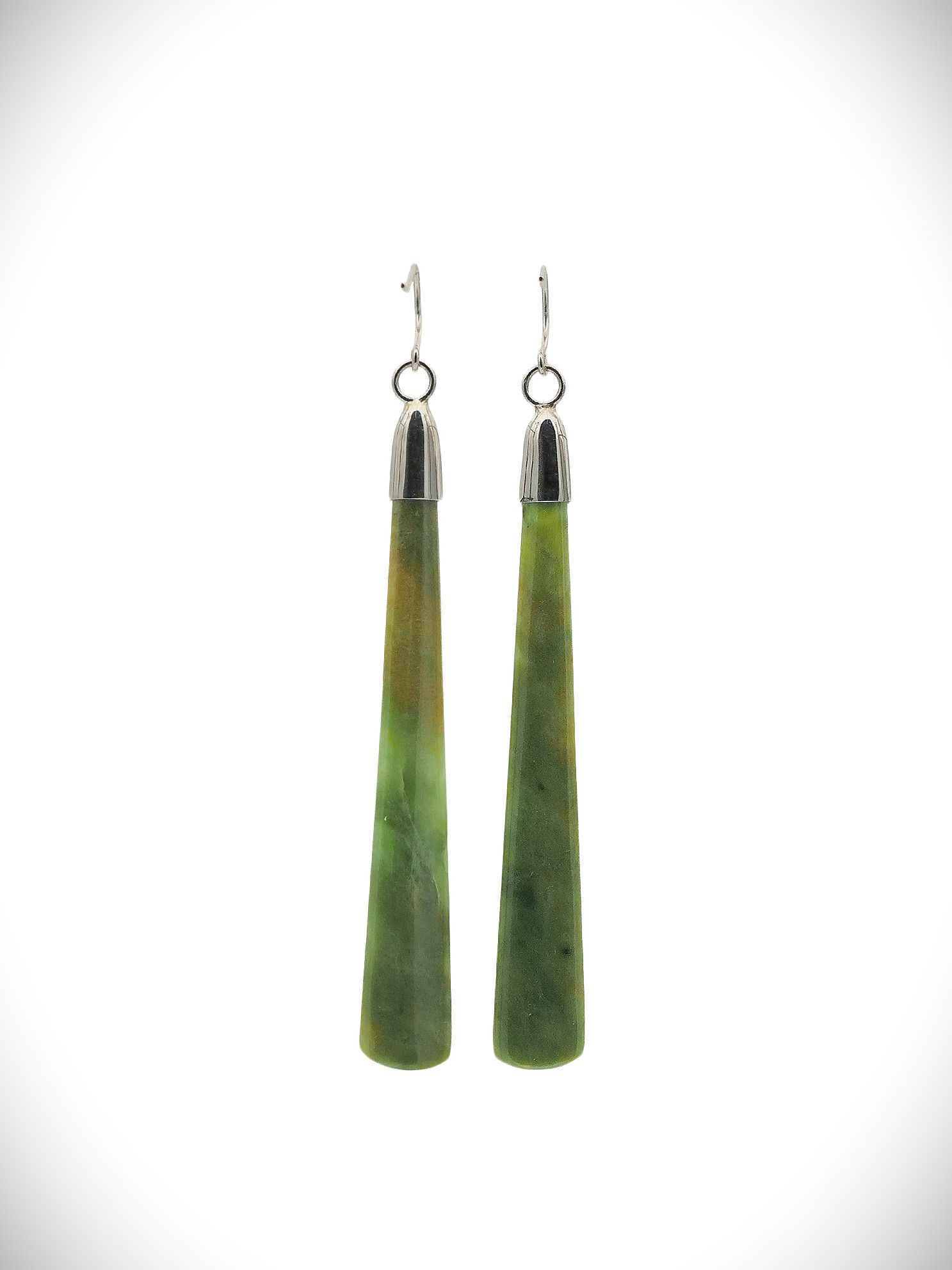 Moko Pounamu NZ Raukaraka Greenstone & Sterling Silver Earrings - Otaua