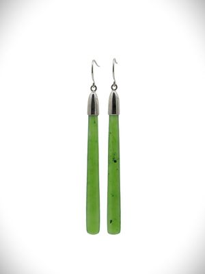 Moko Pounamu NZ Kahurangi Greenstone & Sterling Silver Earrings - Pukekawa Moko Pounamu NZ Kahurangi Greenstone & Sterling Silver Earrings - Pukekawa