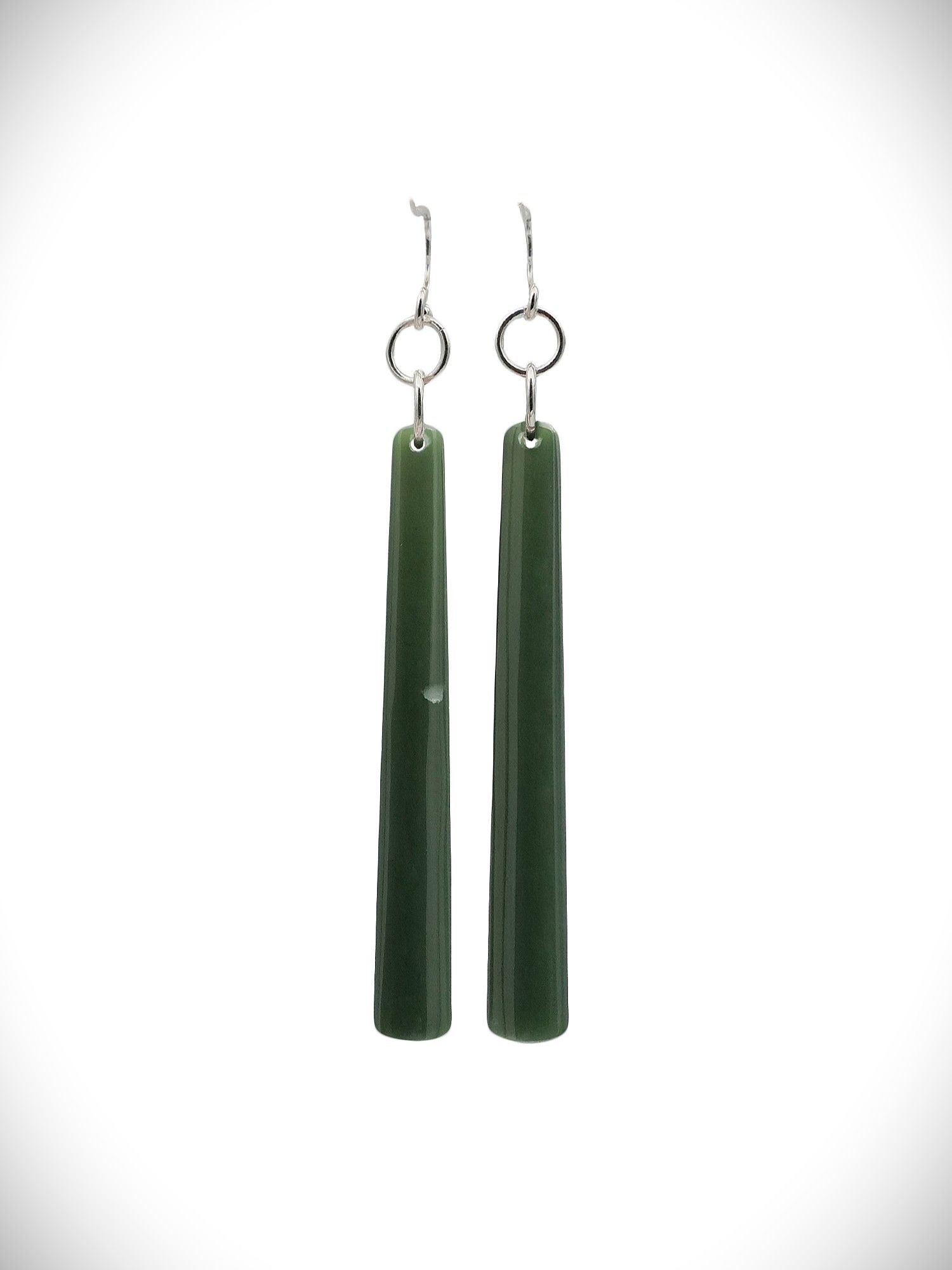 Moko Pounamu NZ Kawakawa Greenstone & Sterling Silver Earrings - Morere