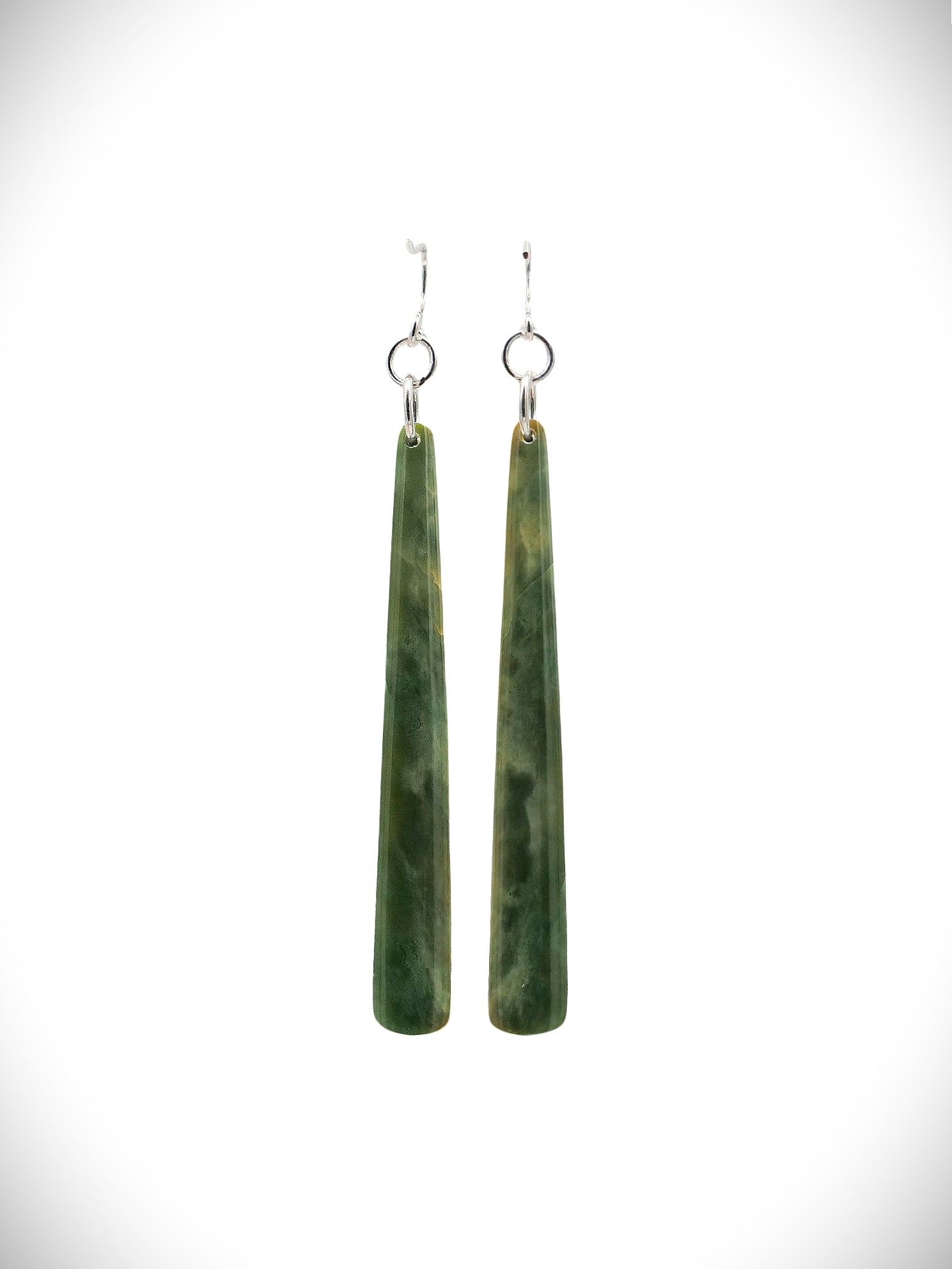 Moko Pounamu NZ Genuine Raukaraka Greenstone & Sterling Silver Earrings - Waikato