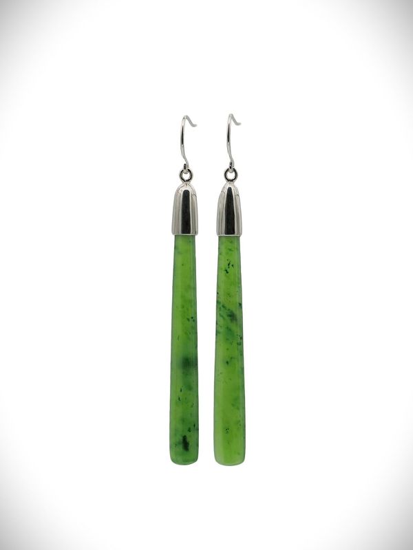 Moko Pounamu NZ Kahurangi Greenstone & Sterling Silver Earrings - Meremere
