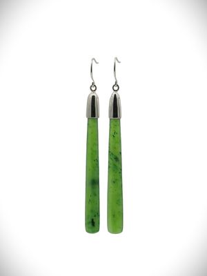 Moko Pounamu NZ Kahurangi Greenstone & Sterling Silver Earrings - Meremere