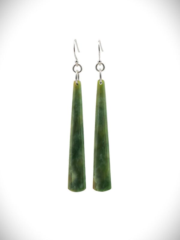 Moko Pounamu NZ Genuine Raukaraka Greenstone & Sterling Silver Earrings - Onewhero