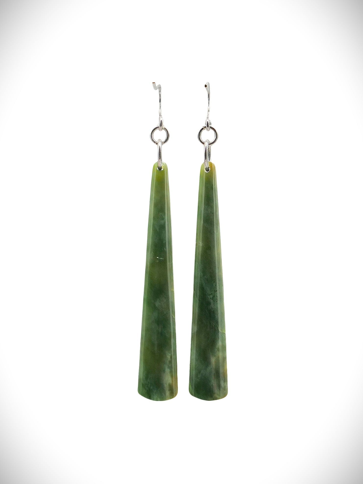 Moko Pounamu NZ Genuine Raukaraka Greenstone & Sterling Silver Earrings - Onewhero