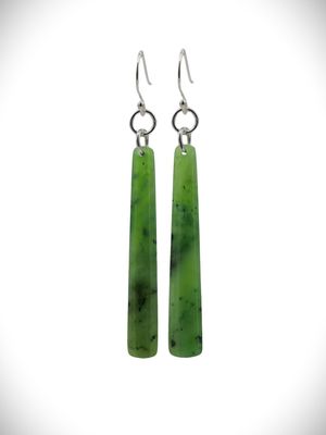 Moko Pounamu NZ Kahurangi Greenstone & Sterling Silver Earrings - Piopiotahi Moko Pounamu NZ Kahurangi Greenstone & Sterling Silver Earrings - Piopiotahi