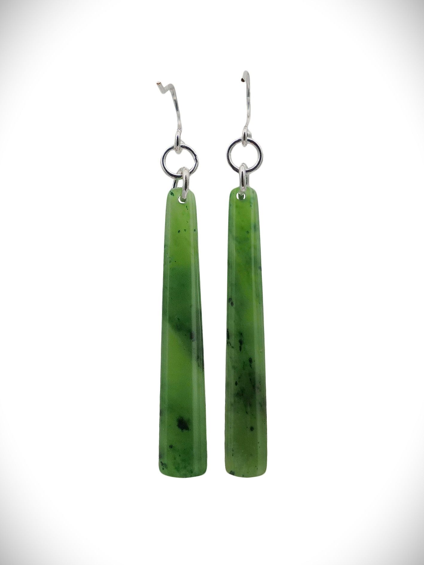 Moko Pounamu NZ Kahurangi Greenstone & Sterling Silver Earrings - Piopiotahi