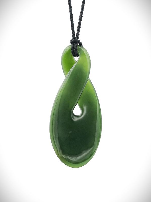 Moko Pounamu Single Pikorua (Twist) NZ Genuine Kawakawa Greenstone - Ohaeawai Moko Pounamu Single Pikorua (Twist) NZ Genuine Kawakawa Greenstone - Ohaeawai