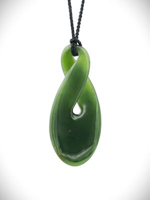 Moko Pounamu Single Pikorua (Twist) NZ Genuine Kawakawa Greenstone - Ohaeawai