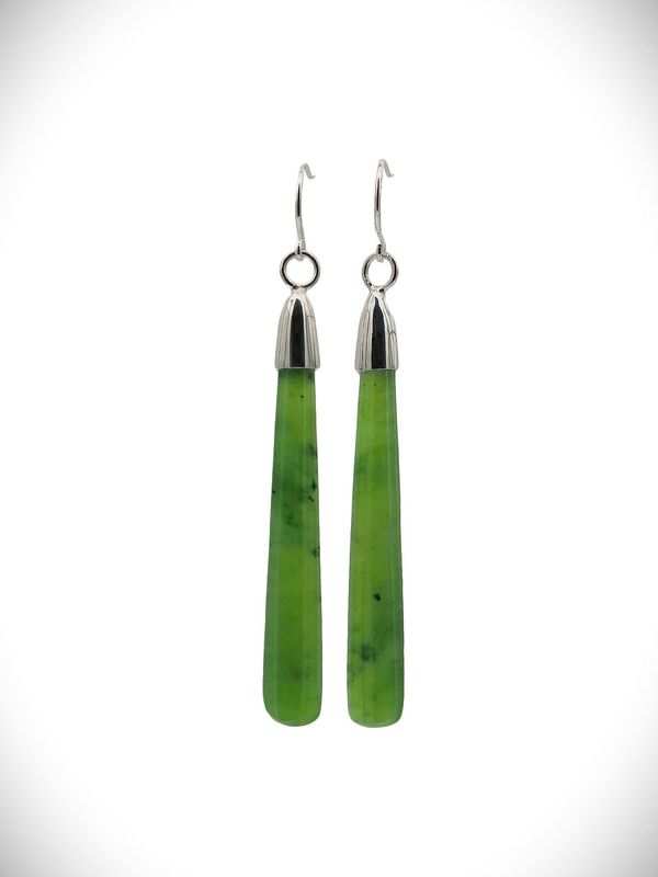 Moko Pounamu NZ Kahurangi Greenstone & Sterling Silver Earrings - Rangiriri