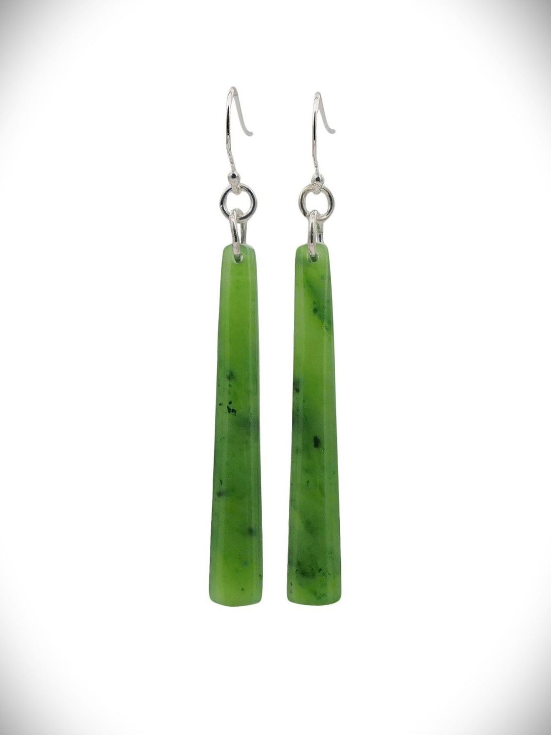 Moko Pounamu NZ Kahurangi Greenstone & Sterling Silver Earrings - Te Kauwhata Moko Pounamu NZ Kahurangi Greenstone & Sterling Silver Earrings - Te Kauwhata