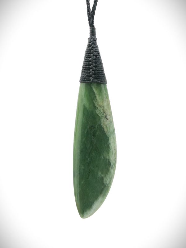 Moko Pounamu Roimata (Teardrop) NZ Genuine Inanga Flower Greenstone - Matahuru