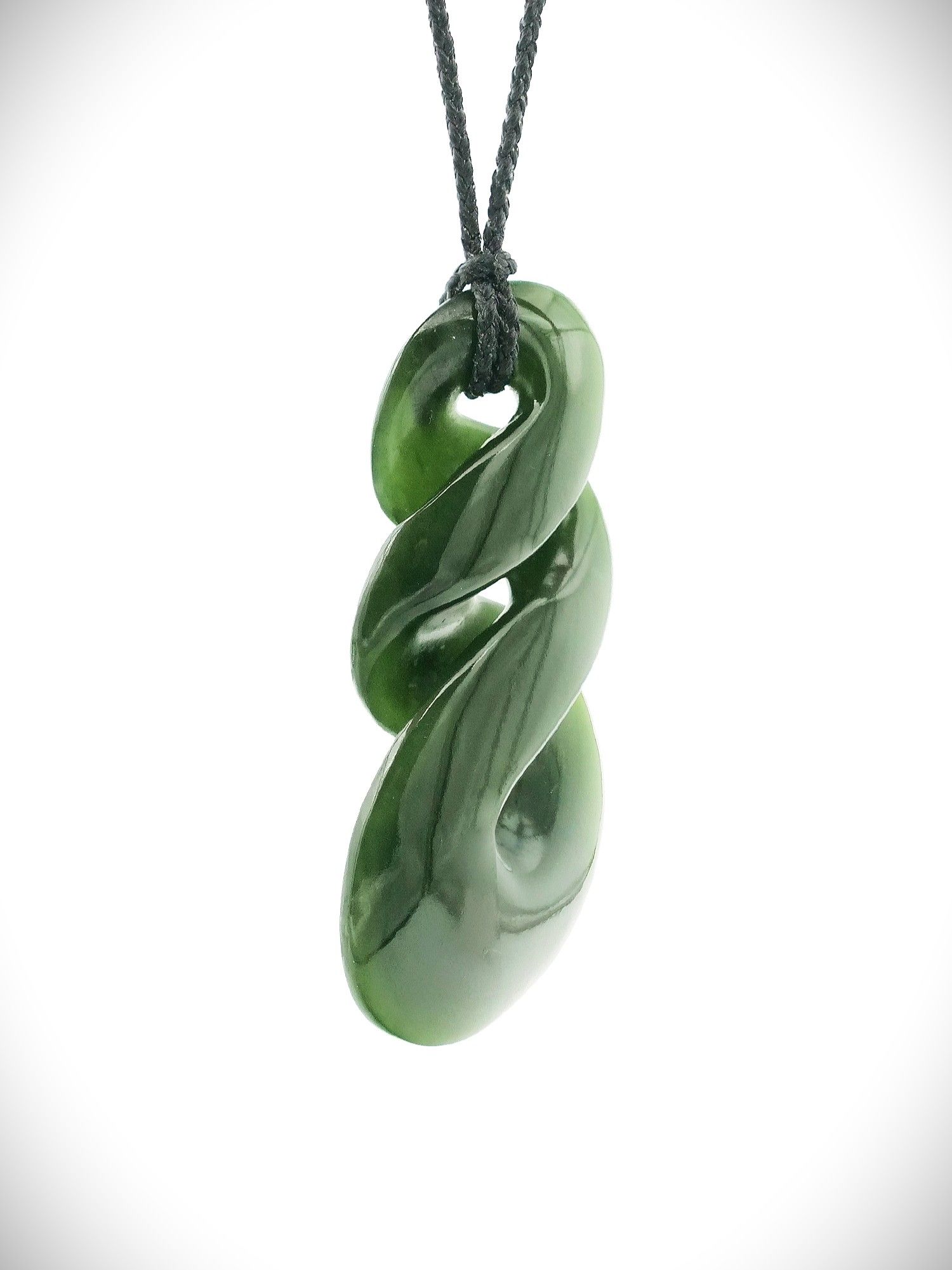Moko Pounamu Double Pikorua (Twist) NZ Genuine Kawakawa Greenstone - Tahoraiti