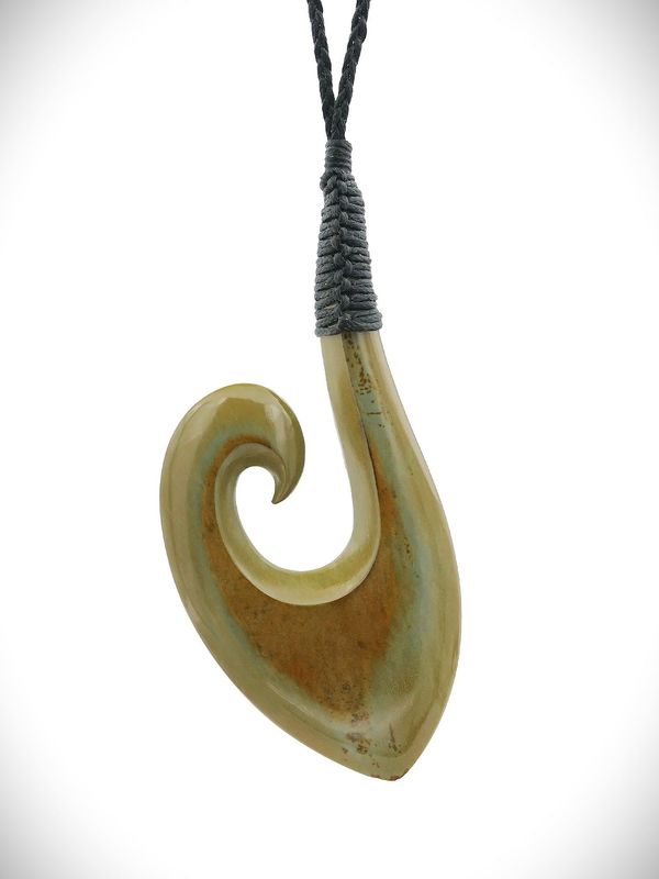 Moko Pounamu Hei Matau (Hook) NZ Genuine Raukaraka Greenstone - Ruataniwha Moko Pounamu Hei Matau (Hook) NZ Genuine Raukaraka Greenstone - Ruataniwha