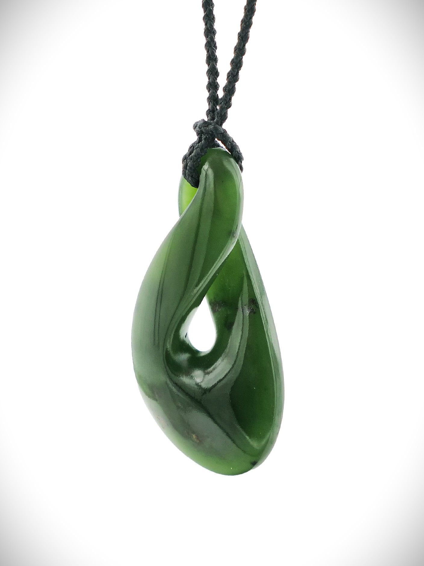 Moko Pounamu Single Pikorua (Twist) NZ Genuine Kawakawa Greenstone - Waikokowai