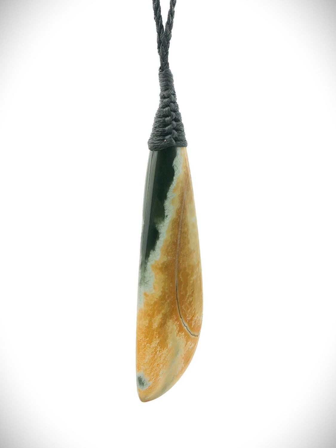 Moko Pounamu Roimata (Teardrop) NZ Genuine Inanga Flower Greenstone - Rotowaro