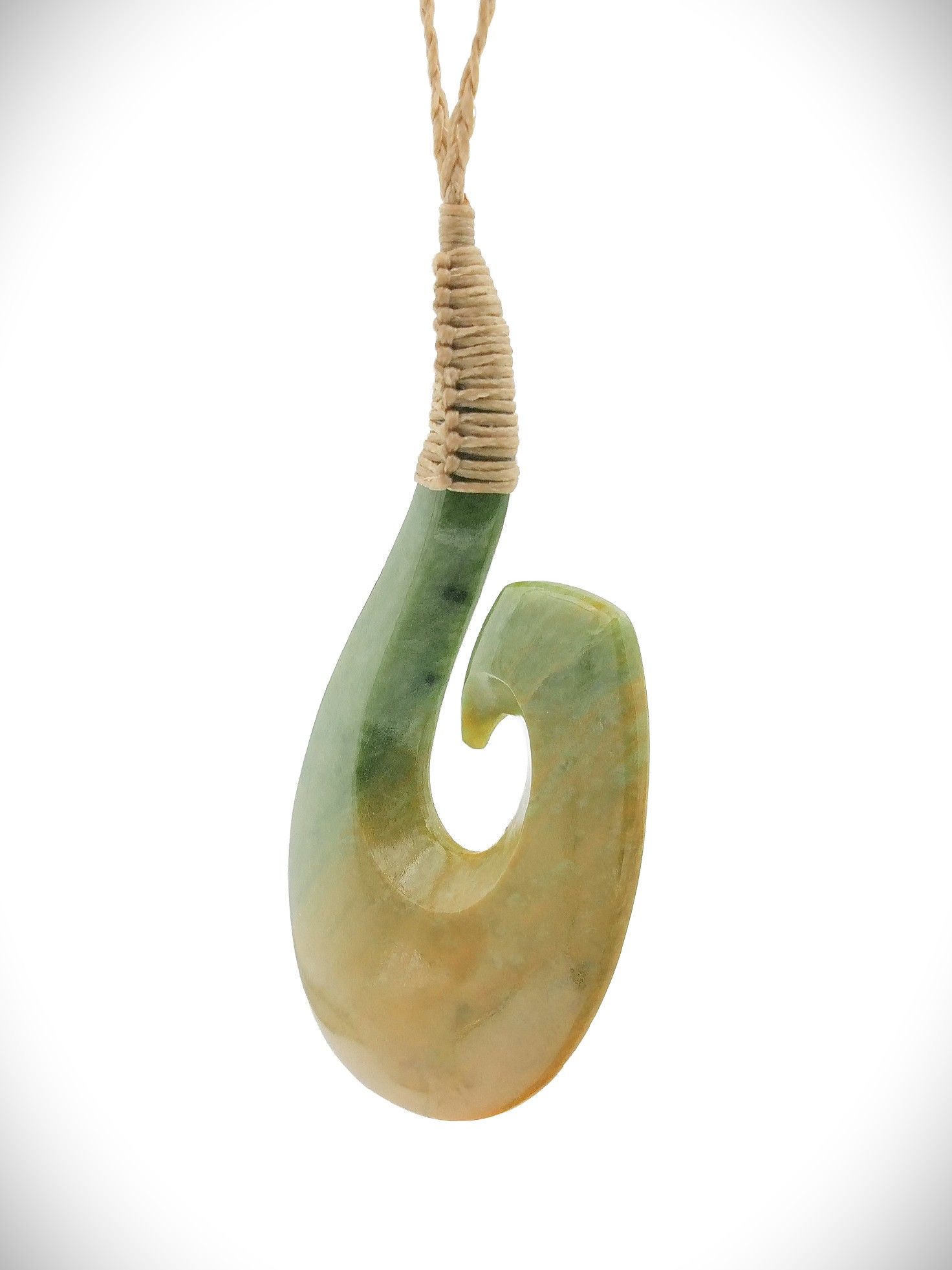 Moko Pounamu Hei Matau (Hook) NZ Genuine Raukaraka Greenstone - Te Akatea