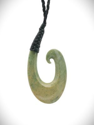 Moko Pounamu Hei Matau (Hook) NZ Genuine Raukaraka Greenstone - Horotiu Moko Pounamu Hei Matau (Hook) NZ Genuine Raukaraka Greenstone - Horotiu